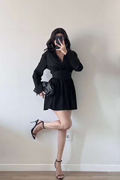 Eka Жіноча чорна сорочка-сукня 1041-2677