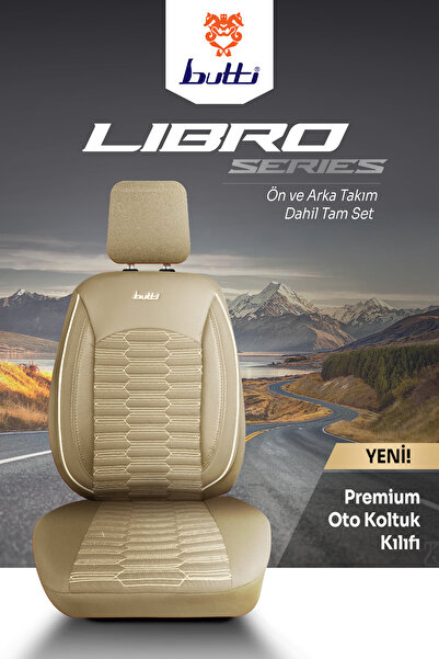 BUTTİ Libro Series Linen Fabric Premium Car Seat Cover |   Supported, Front and Rear Full Set