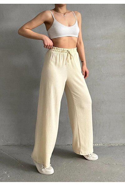 style of style White Wrinkle Seersucker Fabric Ultra-Flexible Pants