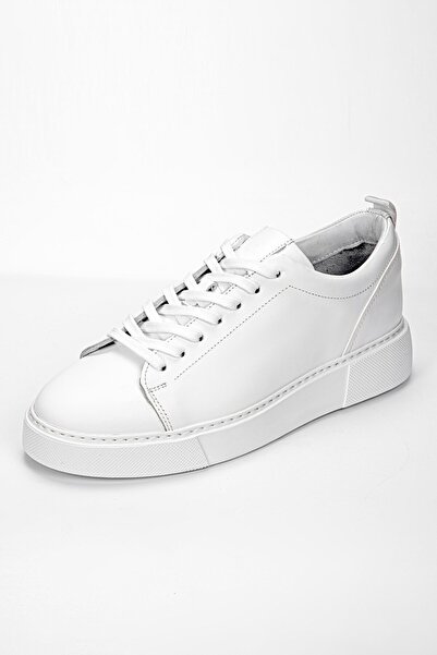 Byterre Bareno Genuine Leather Handmade Men's White Sneaker Shoes
