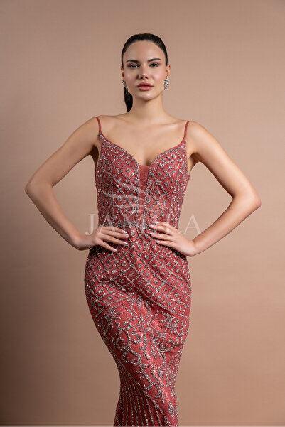 Lovely Dress Şık Payetli Askılı Uzun Abiye Elbise