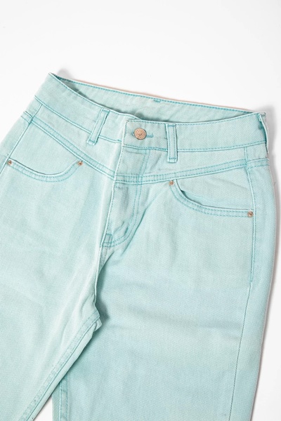 Bak Moda Basic Turquoise Mom Pants with Stitching Detail