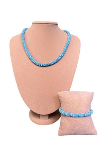 Uretti - Aegean 7366 2637 Handmade Sand Bead Necklace and Bracelet Set of 2 / 22 cm