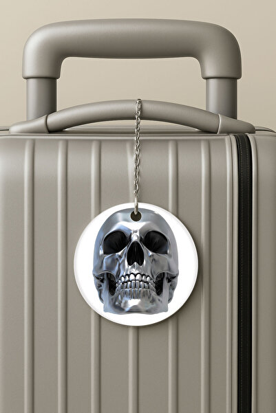 Cekuonline ملصق حقيبة السفر بسلسلة من البليكسي، تصميم ملصق الأمتعة للسفر والعطلات، هيكل فضي