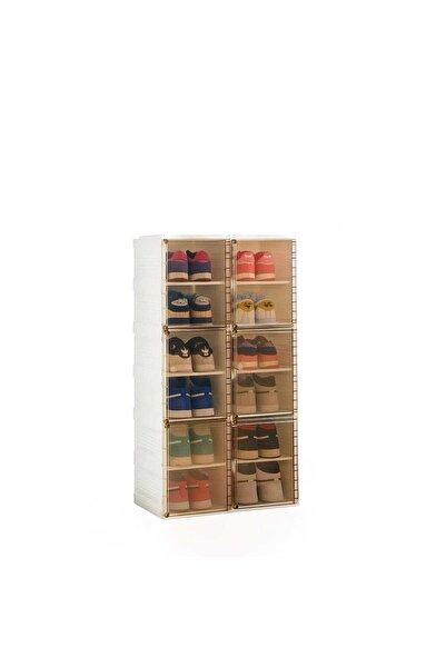 Tradeo Stackable Shoe Storage Box Set, Clear Plastic, Front Opening Door, Mod...