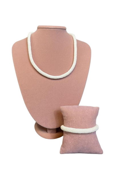 Uretti - Aegean 7366 2637 Handmade Sand Bead Necklace and Bracelet Set of 2 / 22 cm