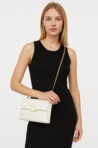 STOKS SHOES STORE Women's Soft Leather Chain Detailed Stylish Elegant Hand & Shoulder Bag with Crossbody Strap