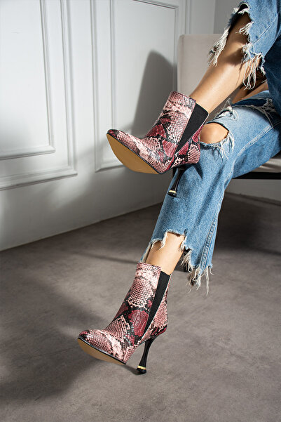 BERFONA ELINA BORDO PIELE DE SERPE TOCURI 7 CM CIZME CU VÂRFA ASCUȚITĂ BOTTIE