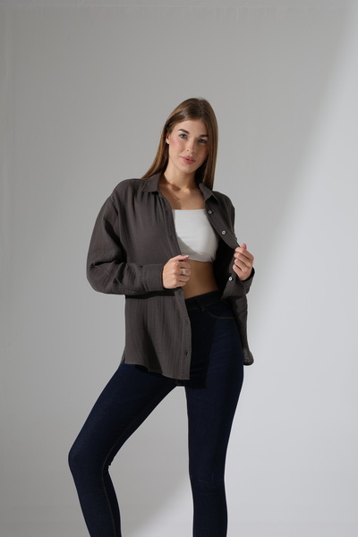 Corradeo Giyim Oversize Basic Muslin Shirt