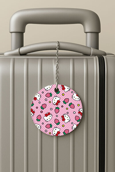 Cekuonline ملصق حقيبة السفر بسلسلة من البليكسي، تصميم ملصق الأمتعة للسفر والعطلات، نمط كيتي