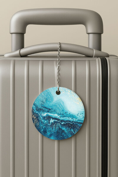 Cekuonline بطاقة أمتعة من البليكسي جلاس بتصميم رخامي تاهيتي للسفر والعطلات