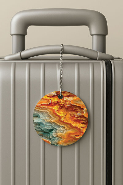 Cekuonline بطاقة أمتعة بسلسلة من البليكسي بتصميم بركاني للسفر والعطلات