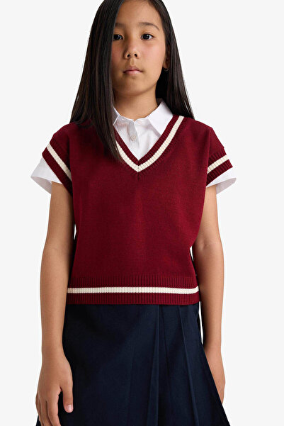 DeFacto Kız Çocuk Okula Dönüş Standart Fit Triko Süveter E7709A825AU