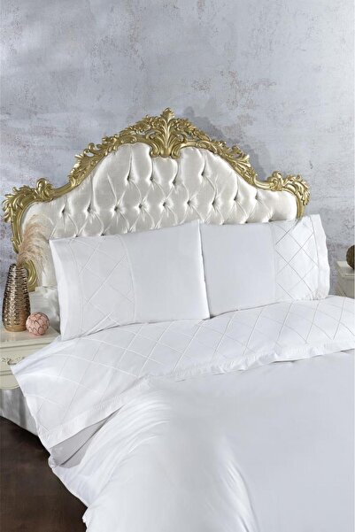 Çeyiz Diyarı Κρέμα σετ κρεβατιού με ραβδώσεις Makber Pikolu