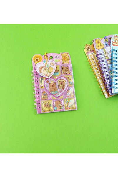 Gift Moda Capybara Design Notebook with Water Cover - 8 Sheets with Sticker Gift