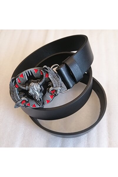 Butik Tülin Unisex Authentic Genuine Cowhide Leather Black Silver Enamel Doub...