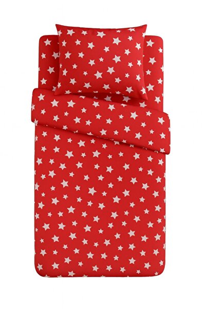 İQON Single Duvet Cover Set Stars Red