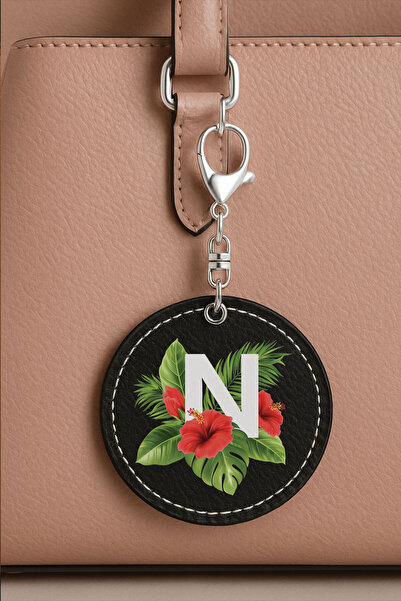 Cekuonline إكسسوار حقيبة أسود مزين بتفاصيل جلدية منقوشة ومطرزة - حرف N للحديقة