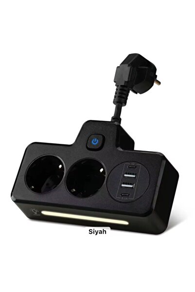 sonx Çok Fonksiyonlu Akım Korumalı Priz ve USB Şarj İstasyonu - Ayarlanabilir Gece Lambalı