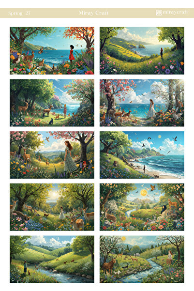 MirayDesign 1 ورقة ملصقات ذات طابع الربيع مقاس 12*17 سم / سكرابوك، مجلة بوليت، مخطط، دفتر ملاحظات