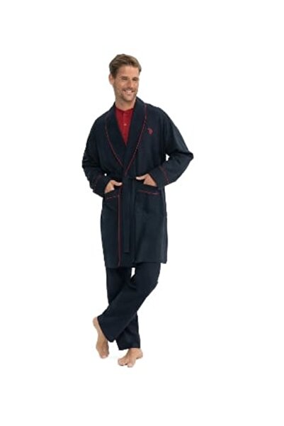 U.S. Polo Assn. Kutulu 5 Parça Damat Çeyiz Seti (Uzun Kollu Pijama Tk + Kısa Kollu Pijama Tk + Ropdöşambır Sabahlık)