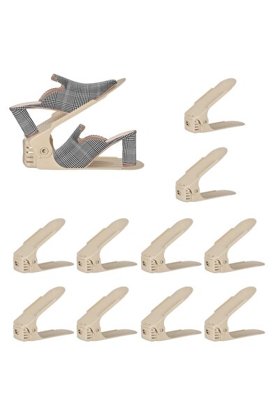 ZenAI Set 10X Suporturi pentru organizator de pantofi Zenai, reglabile, bej