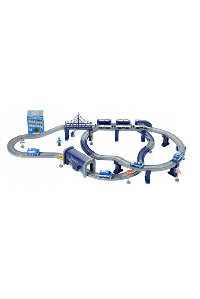 MalPlay Set pista pentru tren si vehicule de politie, 92 elemente,
