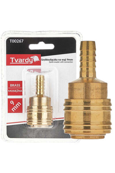 Tvardy Conector rapid tip mamă din alamă, 9 mm, T00267