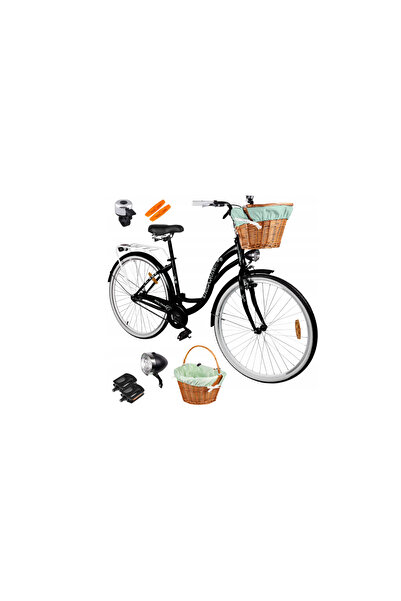 MalTrack Bicicletă de oraș cu cadru din oțel, roți de 18", 28", neagră, capacitate maximă 120 kg, 110966