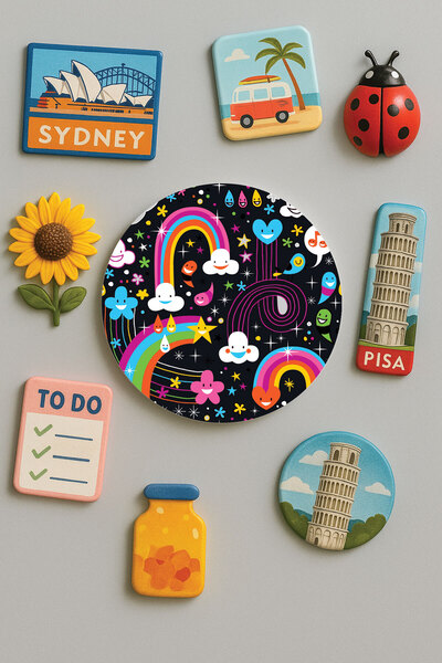 Cekuonline Modern ve Dekoratif Yuvarlak Buzdolabı Magneti Magnet Büyük Boy 10...