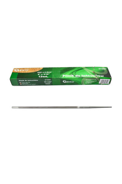 GEKO Set pila rotunde ascutire lant, cutie 12 bucati, 4.8mm, G74094