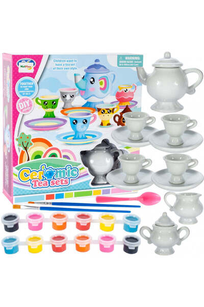 MalPlay Set de ceai DIY din porțelan pentru pictură