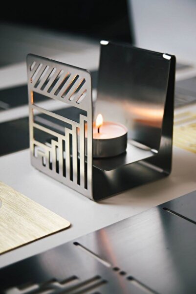 Tealight tekli paslanmaz çelik özel mumluk