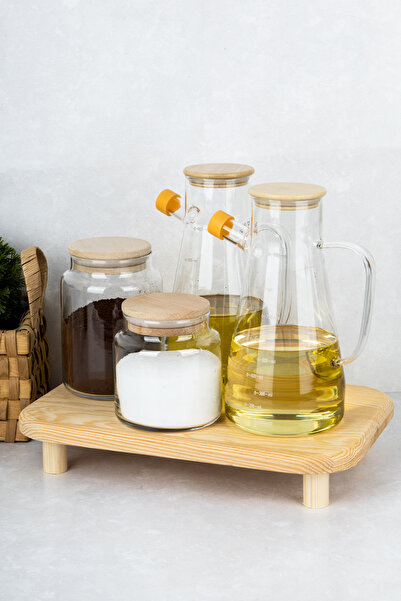 DNS HOME 5 Parça Stantlı Yağdanlık ve Kavanoz Mutfak Seti Masterchef Yağlık 900 ml - Kavanoz Seti 800-500 ml
