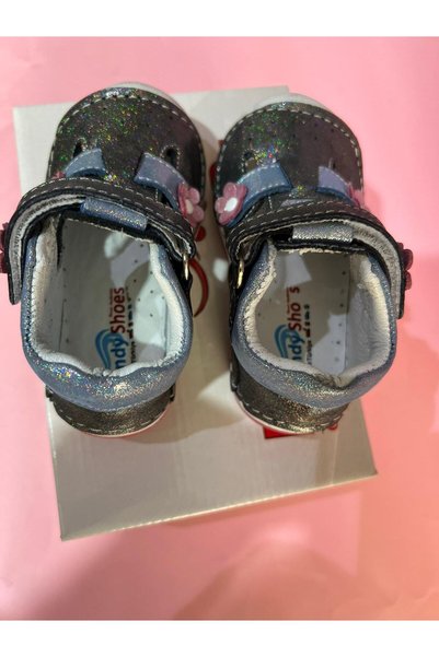 Windy Shoes Baby Girl Child Gray Glitter Genuine Leather Orthopedic Walking Shoes