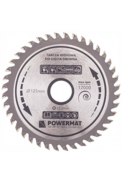 Powermat Disc circular pentru lemn cu 40 de dinți TDD 125x22.2mm,