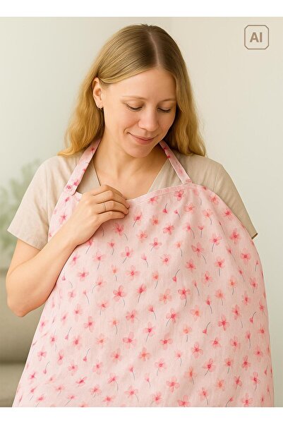 kitikate Organic Flowers Breastfeeding Bib Pink