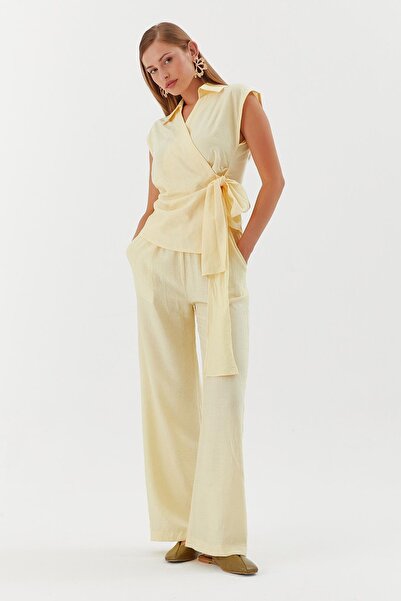 Shopping Shop Tie-Up Blouse Pants Yellow