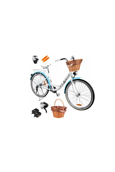 MalTrack Bicicletă de oraș pentru femei, 26 x 1,75, mare, albastră, 17 kg, capacitate maximă 120 kg, 111661