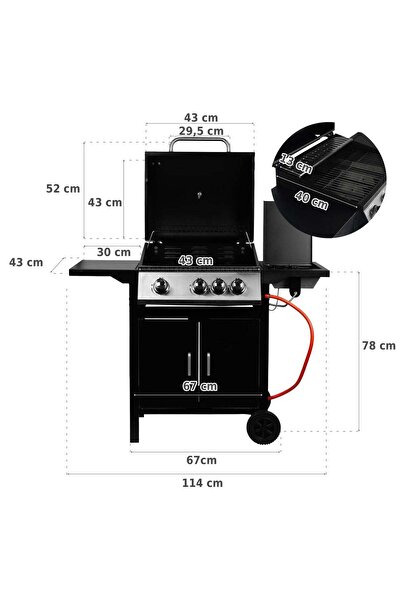 MalTec Garden Gas Grill 3+1 with Cover 11.6 kW, 109084