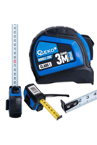 GEKO Tape Measure with 2 Sides, Auto Stop, 3 m x 16 mm, Class I, G01461