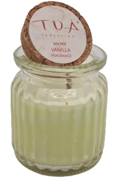 TUA Lumânare din ceară de soia cu aromă de vanilie 60 gr în borcan de sticlă cu capac