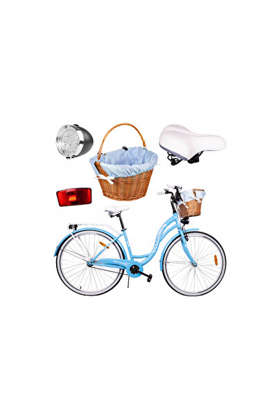 MalTrack Bicicletă de oraș cu coș pentru femei, diametru roată 28", diametru cadru 18", albastră, 110545