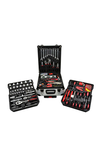 GEKO Set de scule cu chei combinate 187 piese, cutie din aluminiu, G10855