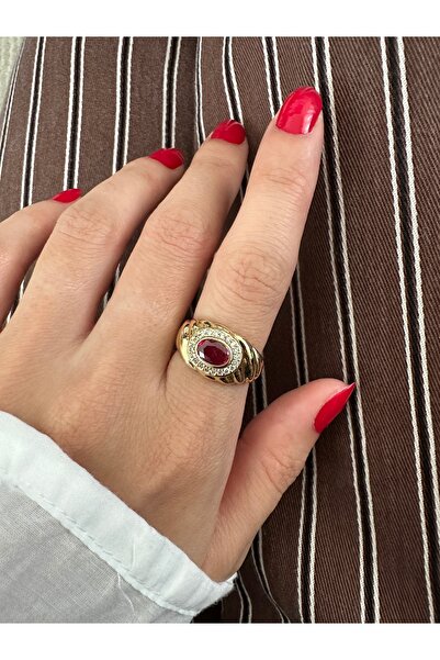 ringbox Gold Fuchsia Color Zircon Stone Lunarial Ring