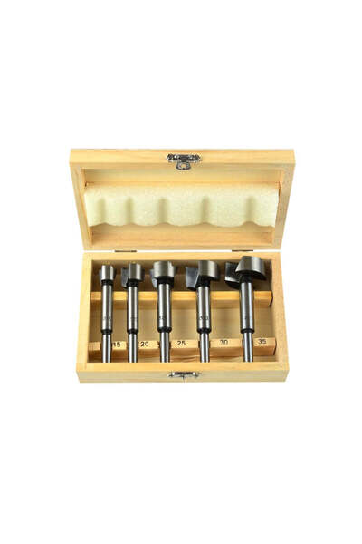 GEKO Set 5 burghie pentru lemn 15-35 mm + cutie de depozitare, G01214