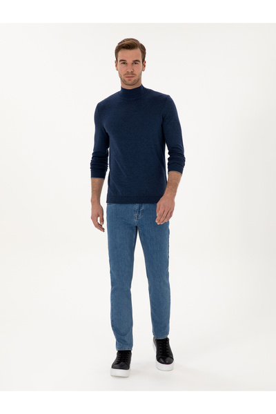 Cacharel İndigo Slim Fit Pamuk Karışımlı Yarım Balıkçı Yaka Triko Kazak 50318677-VR028