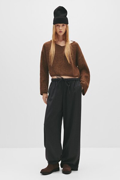 Pull & Bear Chenille V-neck sweater