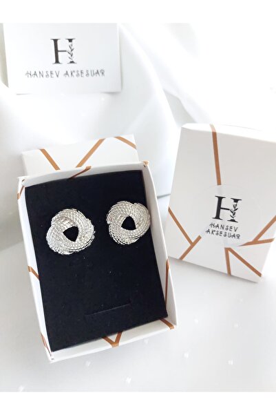 hansev Aksesuar Hasırlı Sarmal Kadın Küpe – Gümüş Çelik, Zarif & Modern Tasarım (Kutulu)
