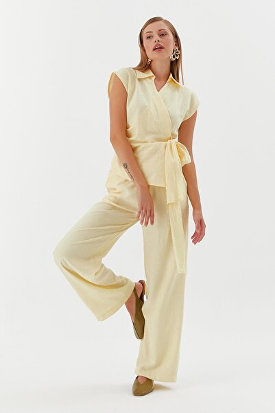 Shopping Shop Tie-Up Blouse Pants Yellow